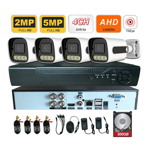กล้องวงจรปิด 4CH 5MP ระบบกล้องวงจรปิดแบบอนาล็อก DVR AHD ชุดอุปกรณ์พร้อม IP66 กันน้ำ ภาพสีเต็มรูปแบบ ฮาร์ดดิสก์ 500GB เครื่องบันทึกวิดีโอดิจิตอล - Product Image 1