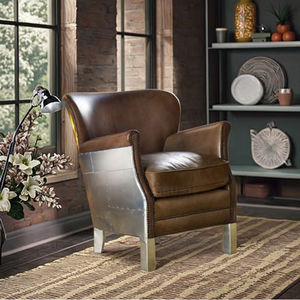 Aviator Retro Industriële Real Lederen Vleugel Hoge Rugleuning Stoel Loft Stijl Voor Slaapkamer Dineren Villa Vintage <span class=keywords><strong>Wingback</strong></span> Bank Voor Het Leven - Product Image 1