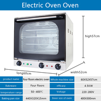 Four à convection électrique commercial pour comptoir, pour la cuisson, avec 4 plateaux, 4500 W, four de boulangerie commercial