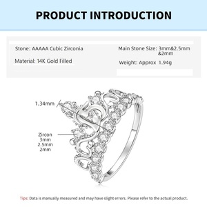<span class=keywords><strong>Anello</strong></span> Corona da Regina per Quinceañera, Regalo di Anniversario, Decorazione Hip Hop per Torte, Zircone 5A da 3mm, 2.5mm e 2mm - Product Image 4