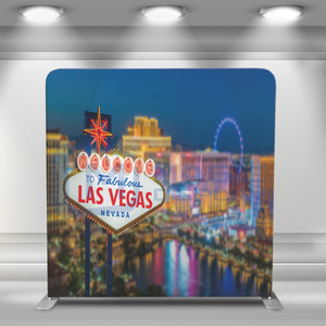 Support pliable en tube d'aluminium avec motifs personnalisés en tissu tendu pour photomaton, toile de fond de présentation avec motif de nuit de la ville de Las Vegas et housse de coussin - Product Image 1