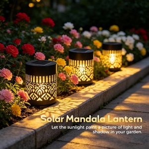 Lampes solaires de chemin IP44, petit modèle, blanc chaud, avec batterie incluse, style Art Déco, LED pour jardin extérieur et aménagement paysager - Product Image 1