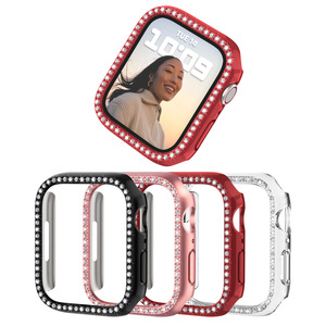 Funda de reloj de diamante de una sola fila + película protectora de pantalla de vidrio templado para <span class=keywords><strong>Apple</strong></span> Iwatch 7 6 5 4 3 SE 41 45 40 44 38 42mm - Product Image 2