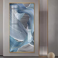 Peinture décorative personnalisée de luxe abstraite vert doré pour hôtels Art mural en porcelaine Cadres en cristal Décoration murale de porche en papier