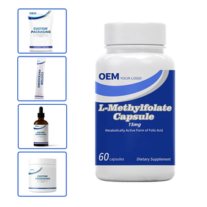 Capsules de L-Méthylfolate (5-MTHF) OEM/ODM : Emballage Personnalisé en Usine, Plusieurs Designs d'Étiquettes, Options Bouteille + Boîte et MOQ Flexible - Product Image 1