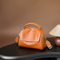 Tas Tangan Wanita Kulit Asli Gaya Vintage Tas Boston Retro Tas Selempang Bahu Kulit Sapi Lapisan Atas Mewah Kapasitas Besar