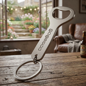 Llavero Abridor de Botellas de Verano, de Acero Inoxidable Plateado con Logotipo Grabado con Láser, para Abrir Cervezas - Product Image 4