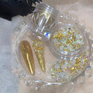 Eternal Night Star River Mirror Demon Nail Salon Mismo estilo Nail Shop Oro blanco Espejo mágico Crush Glass Nail Material - Product Image 4