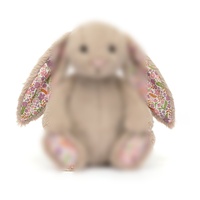 Boneka kelinci telinga panjang motif floral, gaya Jelly Cats, lucu, boneka hewan imut, hadiah anak-anak, dekorasi rumah