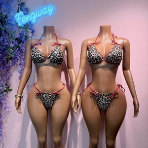 Costume da Bagno Bikini XS 2026 Nuovo Stampa Leopardata da Donna, Sexy, Due Pezzi, per Spiaggia - Product Image 1