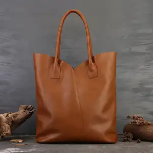 Custom Natural Leather Retro Luxury Large Capacity Tote Bags Women White Handbags Ladies Shoulder Purses and Cowhide Black Bags