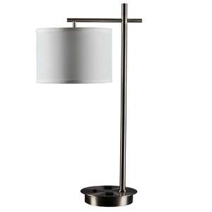 Hot Sale Modern Design Hotel Table <b>Lamp</b> <b>Silver</b> Metal Base Brush Nickel Metal Body E26 Bulb Iron Made Lobby Guest Rooms Electric - Product Image 1