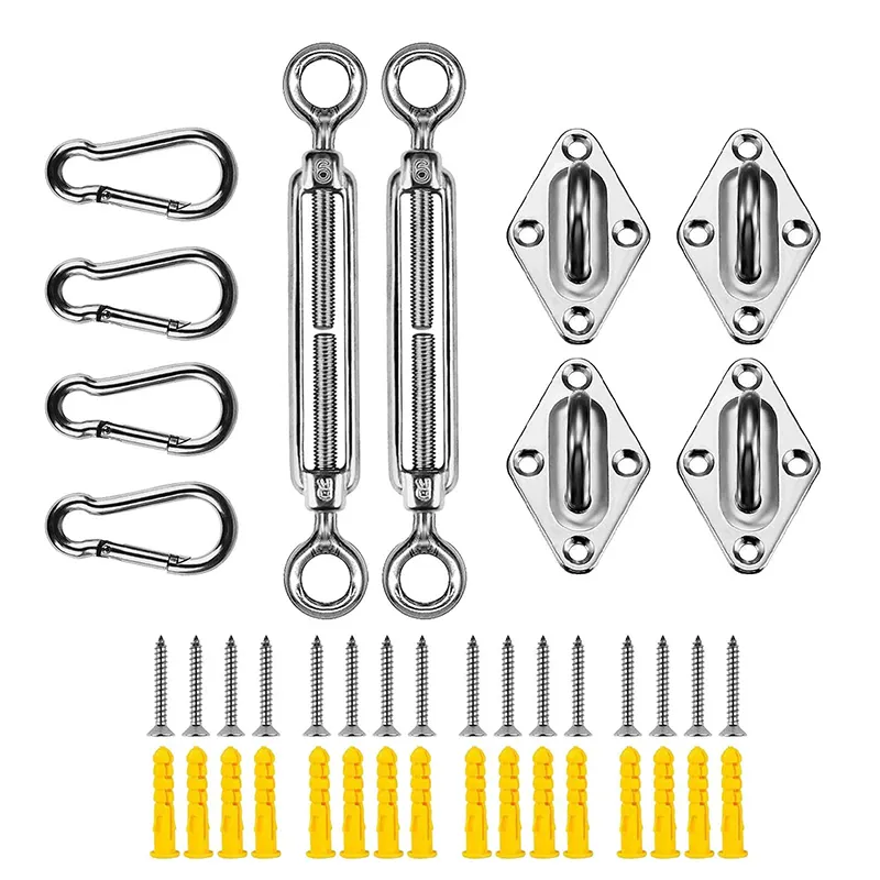 삼각형 태양 항해 음영 설치 액세서리 하드웨어 와이어 로프 케이블 교수형 키트 6mm