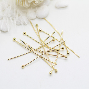 Accesorios de Bisutería de Moda al por Mayor, Pasadores de Cabeza Redonda Chapados en Oro de 14K, Pasadores de Bola, 300 Piezas por Paquete - Product Image 2