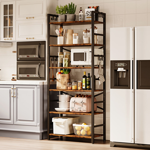 6 tầng hiện đại có thể điều chỉnh chiều cao kệ sách với 8 móc Mở Kệ đứng khung kim loại <span class=keywords><strong>Rack</strong></span> hiển thị cho phòng khách phòng ngủ - Product Image 4