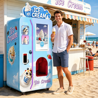Kiosque à crème glacée molle à refroidissement par air, haute performance, avec distributeurs de garnitures sèches et humides