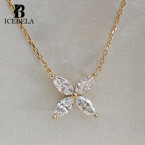 Joyería fina de moda única, chapado en oro de 18 quilates, Plata de Ley 925, trébol de cuatro hojas, collares con colgante de circón para niñas - Product Image 1