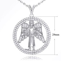 Testeur de diamants Pass, serti de diamants, Moissanite VVS, anges, plaqué or 18 carats, pendentif rond, argent sterling 925, mode masculine
