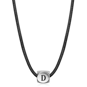 Collar de Acero de Titanio Personalizado con Dije de Letra de 12mm con Diseño de Cubo de Rubik para Mujer, Regalo - Product Image 5