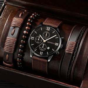 Montre-bracelet pour homme style affaires, calendrier simple, trois cadrans, couronne spirale, fermoir papillon, résistance à l'eau 3 ATM, mouvement à quartz - Product Image 3