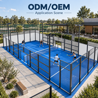 Terrain de padel panoramique commercial 10x20m extérieur/intérieur, verre trempé 12mm, structure en acier, éclairage LED, fabricant OEM ODM
