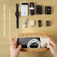 Sac de rangement multi-usages en papier kraft lavable grande capacité avec fermeture éclair et poignée latérale pour l'organisation domestique des écouteurs