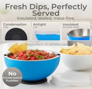 Set di Ciotole Refrigeranti Blu con Coperchi in Silicone, Ciotole in Acciaio Inox per Servire Salse, Guacamole, Condimenti e Salse da Intingere - Product Image 5