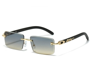 2025 nuevas gafas de <span class=keywords><strong>sol</strong></span> de Metal sin montura para hombres gafas de moda cuadradas de leopardo personalizadas lentes azules/Plateadas al por mayor champán - Product Image 4