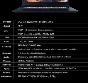 2022 NEW 17.3 polegadas Rtx3050ti rtx3050 jogo notebook de <span class=keywords><strong>desktop</strong></span> 144hz 2K E-esportes tela gaming laptop em estoque por atacado - Product Image 5