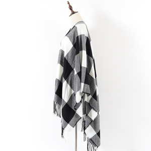 Nouveau <span class=keywords><strong>Poncho</strong></span> Châle Femme Hiver Rouge Motif Carreaux Classique Vente Chaude - Product Image 6
