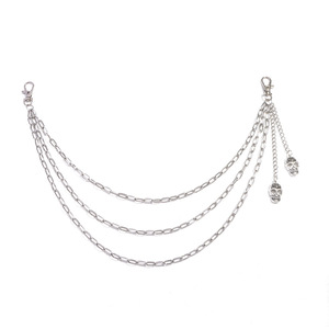 Chaîne de taille avec pendentif crâne géométrique en alliage de zinc, chaîne de corps décontractée et tendance, design à plusieurs couches et pompons - Product Image 5