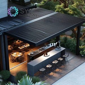 Pérgola de aluminio retráctil LED moderna de lujo, techo de persiana impermeable <span class=keywords><strong>para</strong></span> jardín, balcón, vidrio eléctrico con recubrimiento en polvo, naturaleza - Product Image 5