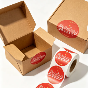 Customised waterproof vinyl sticker rolls for brand logos, round seals and commercial signage; food packaging labels - Product Image 1