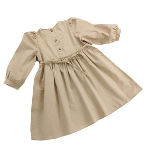 Versione Coreana Originale Ins Mori Bubble, Gonna a Maniche Lunghe in Tinta Unita Marrone Albicocca per Ragazze, Nuovi Completi Coordinati per Famiglia Primavera - Product Image 2