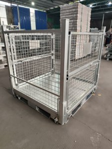 Contenitore in rete metallica zincata impilabile e pieghevole a 4 livelli per magazzino, capacità 1500 kg - Product Image 5