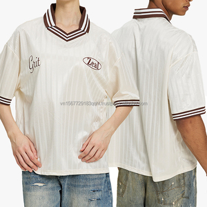 Maillot de football coupe ample, color block, respirant, anti-UV, séchage rapide, col en V, manches courtes, haute qualité, tendance été - Product Image 5