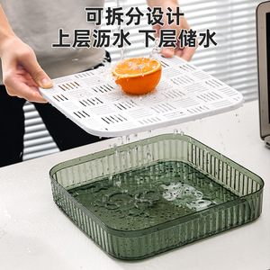 Fruit Drainer Rectangle Plastic Simple Style For Party Snack Storage - Product Image 3