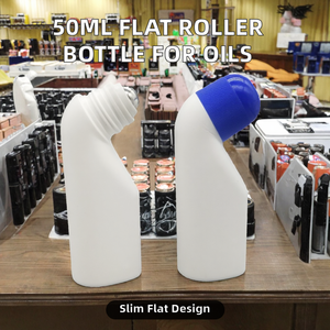 50MLPE Flat Shape PE Roller <b>Bead</b> Bottle Empty Massage Essential Oil Screw Cap <b>Plastic</b> Elbow Bend Bottle - Product Image 2