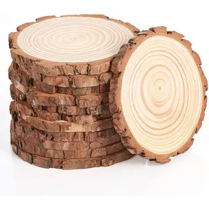 Onafgewerkte Natuurlijke Ambachtelijke Houten Cirkels Boom Slice Voor Diy Ambachten Bruiloft Decoraties Kunst Houten Plakjes