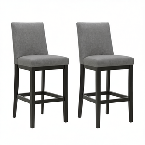Juego de 2 taburetes de bar tapizados en gris Wallace & Bay Zeph, taburete de bar moderno y contemporáneo con estructura de madera para el hogar - Product Image 1