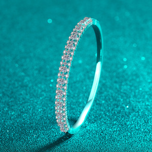 New Design 925 Sterling Silver Round Brilliant Moissanite Stone <b>Bangle</b> <b>Bracelets</b> for Gift - Product Image 4