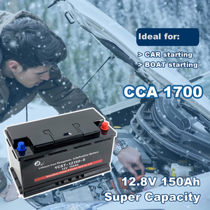 YCSTPOWER 12V 150Ah 리튬 배터리 자동차 시작 60038 CCA1400 LiFePO4 12.8V 150Ah 자동 배터리 추운 날씨에 사용 - Product Image 2