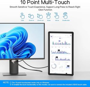 New 15.6" Full HD 1080p IPS Touchscreen Monitor with /VGA/DVI Ports 10-Point <strong>Touch</strong> <strong>Black</strong> Business Series 3-Year Warranty - Product Image 3