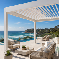 MEIXIN ORLANDO Villa de luxe moderne, pergola bioclimatique motorisée en aluminium avec verre trempé, alimentée à l'énergie solaire, à lames orientables