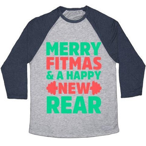 Merry Fitmas and a Happy New Rear Unisex Tri-Blend <b>Baseball</b> <b>Tee</b> - Product Image 1