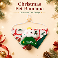 Bandana de Noël triangulaire pour animaux de compagnie avec décoration de personnage 3D