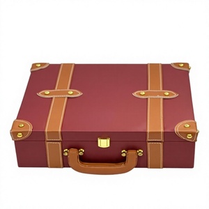 Boîte de rangement rectangulaire classique en cuir avec couvercle à charnière, 1 couche, pour bijoux, beige, marron, sangles décoratives - Product Image 3