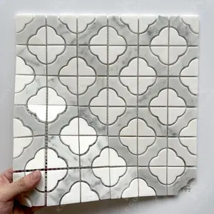 Foshan Mosaic Factory Wholesale Glazed White Marble Mosaic Tile