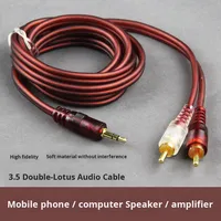 Cable de Audio Lotus de 3.5mm, Uno a Dos, Conector RCA, Revestimiento de PVC, para Teléfono Móvil, Computadora, Subwoofer, Altavoz