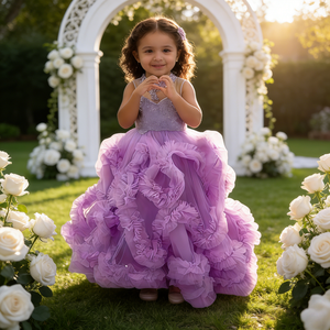 Ropa para Niñas, Vestido de Fiesta, Vestidos de Cumpleaños para Bebés, Vestido de Tul Brillante con Volantes en Capas - Product Image 6